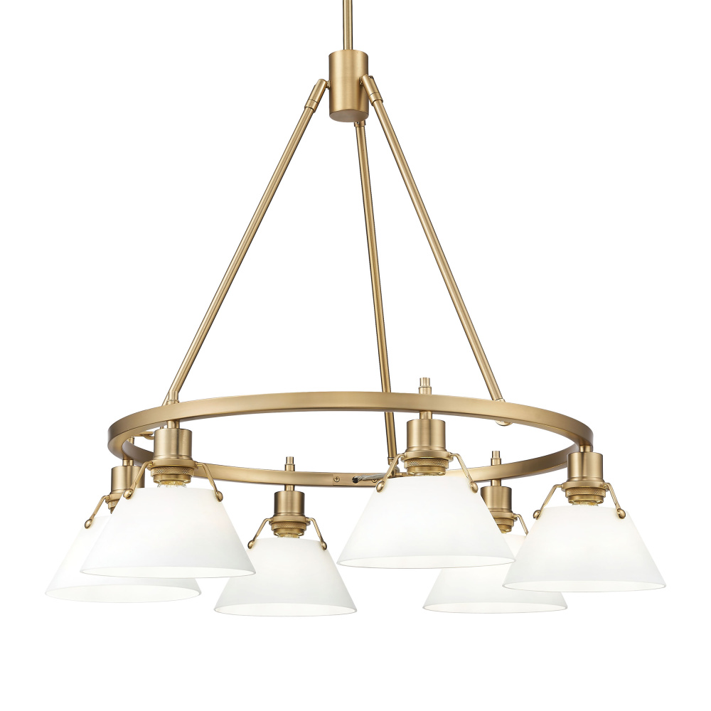 Yep by Golden Lighting Orwell 6-light Chandelier in Brushed Champagne Brass and Opal Glass